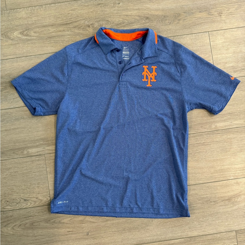 Nike MLB New York Mets Blue Polo with Orange Logo